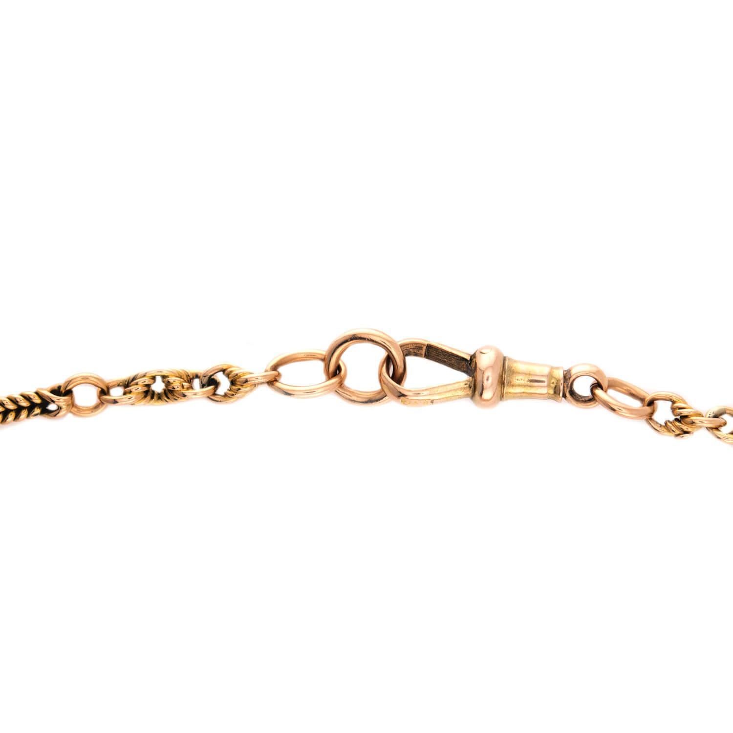 Collar de cadena de reloj inglés victoriano de 15 quilates 58 Victoriano en venta