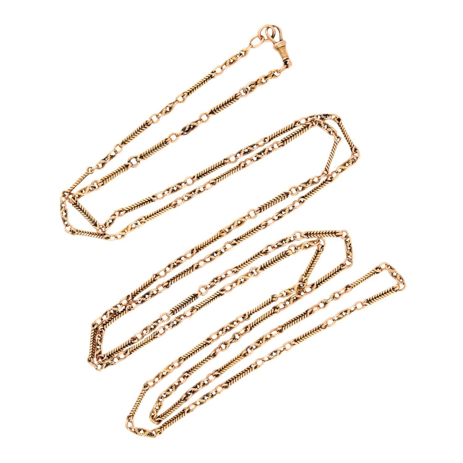 Collar de cadena de reloj inglés victoriano de 15 quilates 58 en Bueno estado para la venta en Narberth, PA