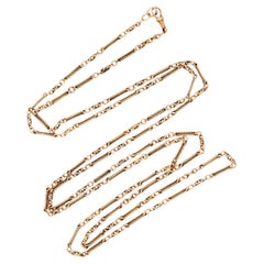 Victorian English 15k Watch Chain Necklace 58"