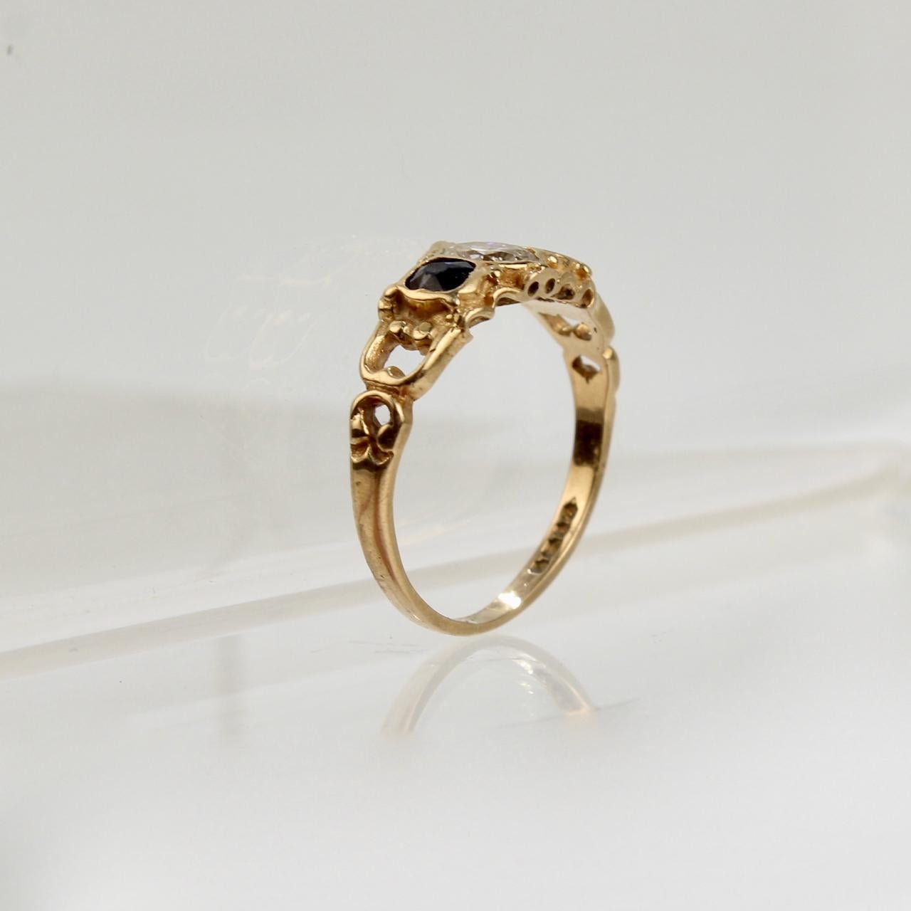 Antique English 18 Karat Gold, Sapphire, and Diamond Ring 3