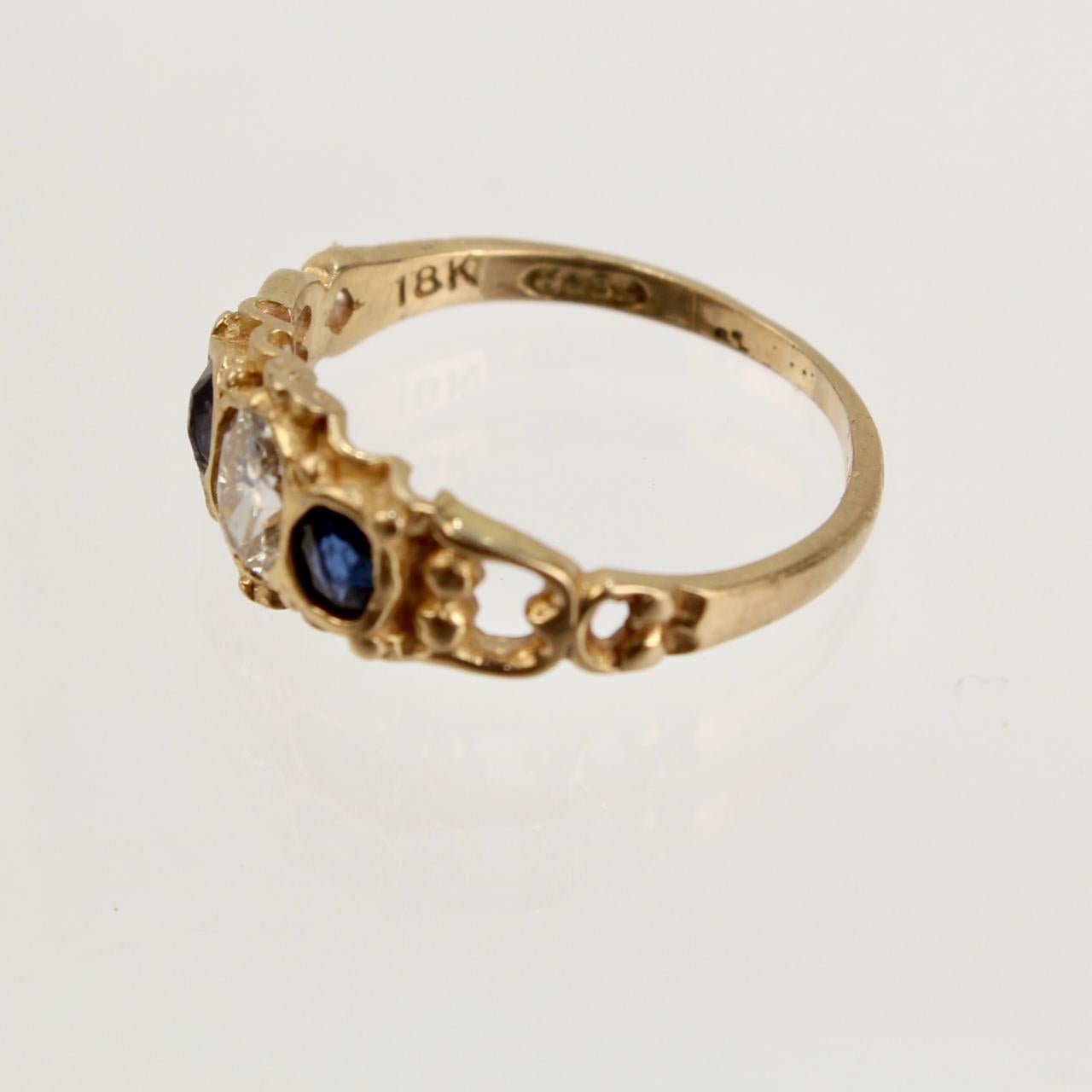 Antique English 18 Karat Gold, Sapphire, and Diamond Ring 4