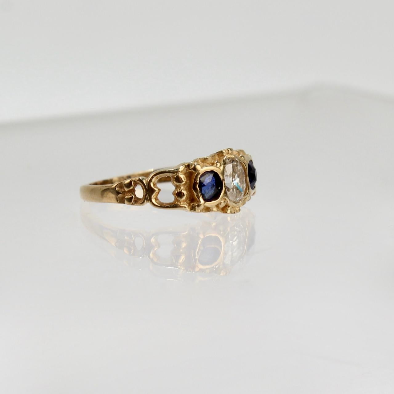 Victorian Antique English 18 Karat Gold, Sapphire, and Diamond Ring