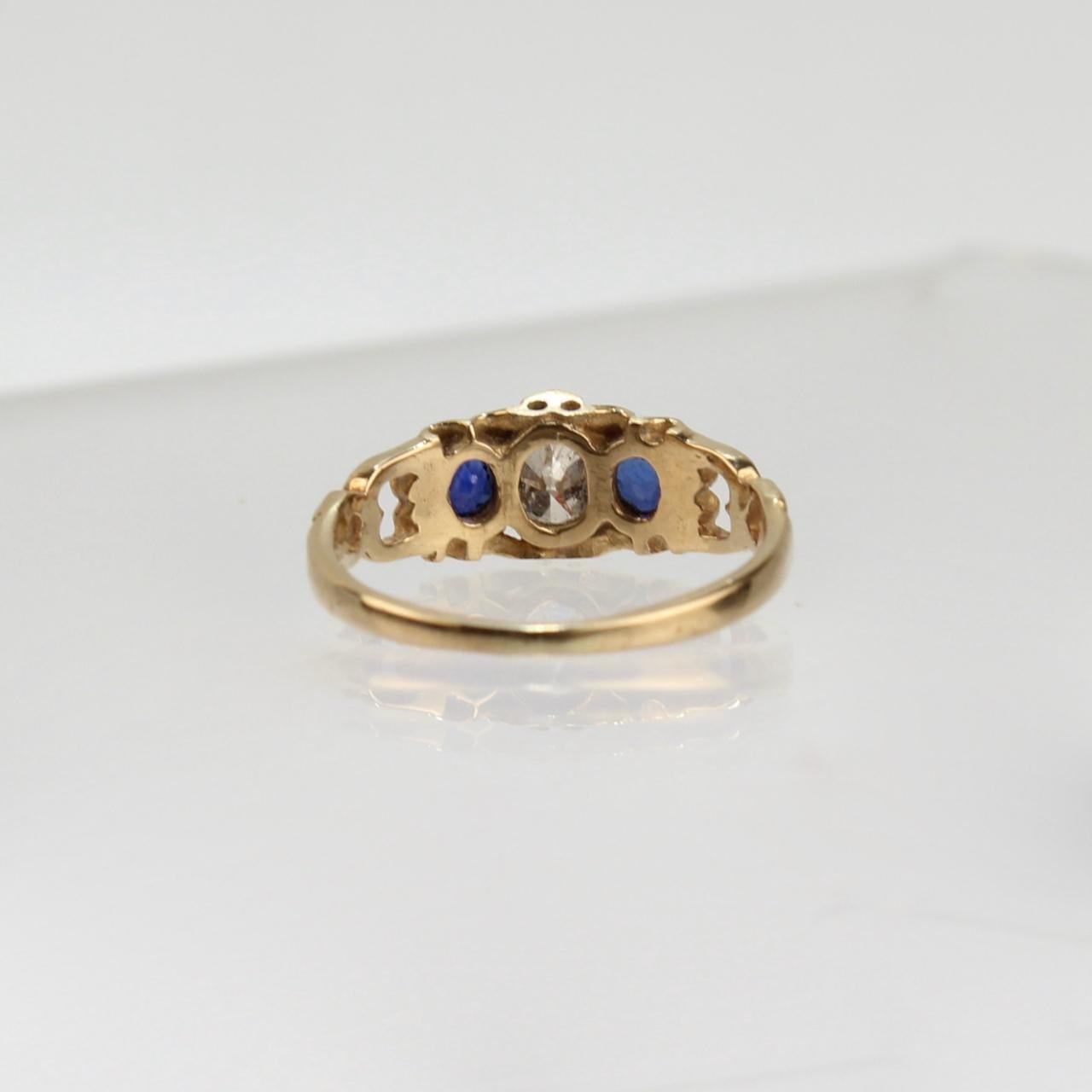 Antique English 18 Karat Gold, Sapphire, and Diamond Ring 1