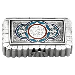 Caja Vesta Victoriana Inglesa de Plata de Ley y Esmalte de 1886