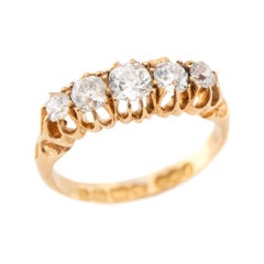 Victorian English 18k Diamond 5 Stone Engagement Ring