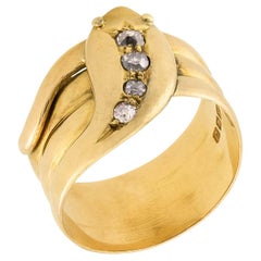Victorian English 18k Diamond Snake Ring