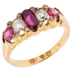 Victorian English 18k Ruby & Diamond Ring