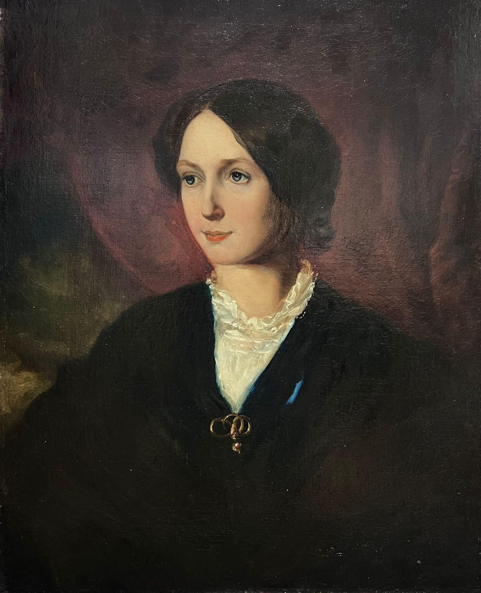 Portrait de Sophia Hacker, grande toile anglaise du milieu du 19ème siècle 3