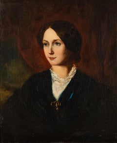 Portrait de Sophia Hacker, grande toile anglaise du milieu du 19ème siècle