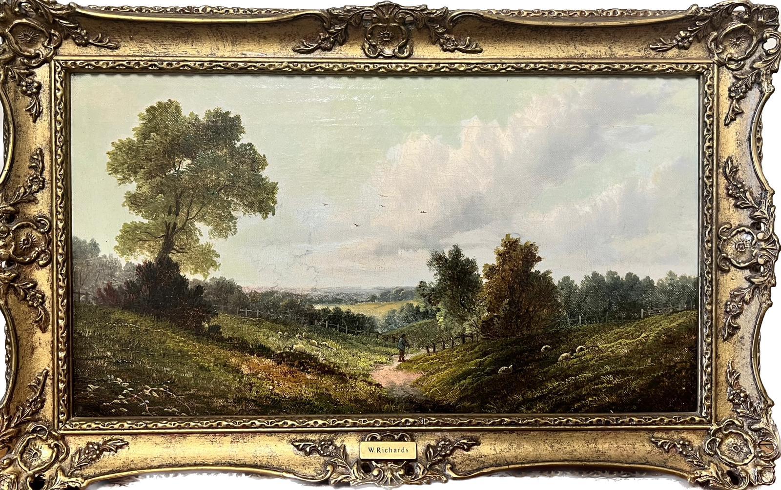 Artist/ School: British School, late 19th century, with name plaque to frame

Title: The Tranquil Landscape

Medium: Oil on canvas, framed

framed: 13 x 21 inches
canvas : 10 x 18 inches

Provenance: from a collection in England. 

Condition: The
