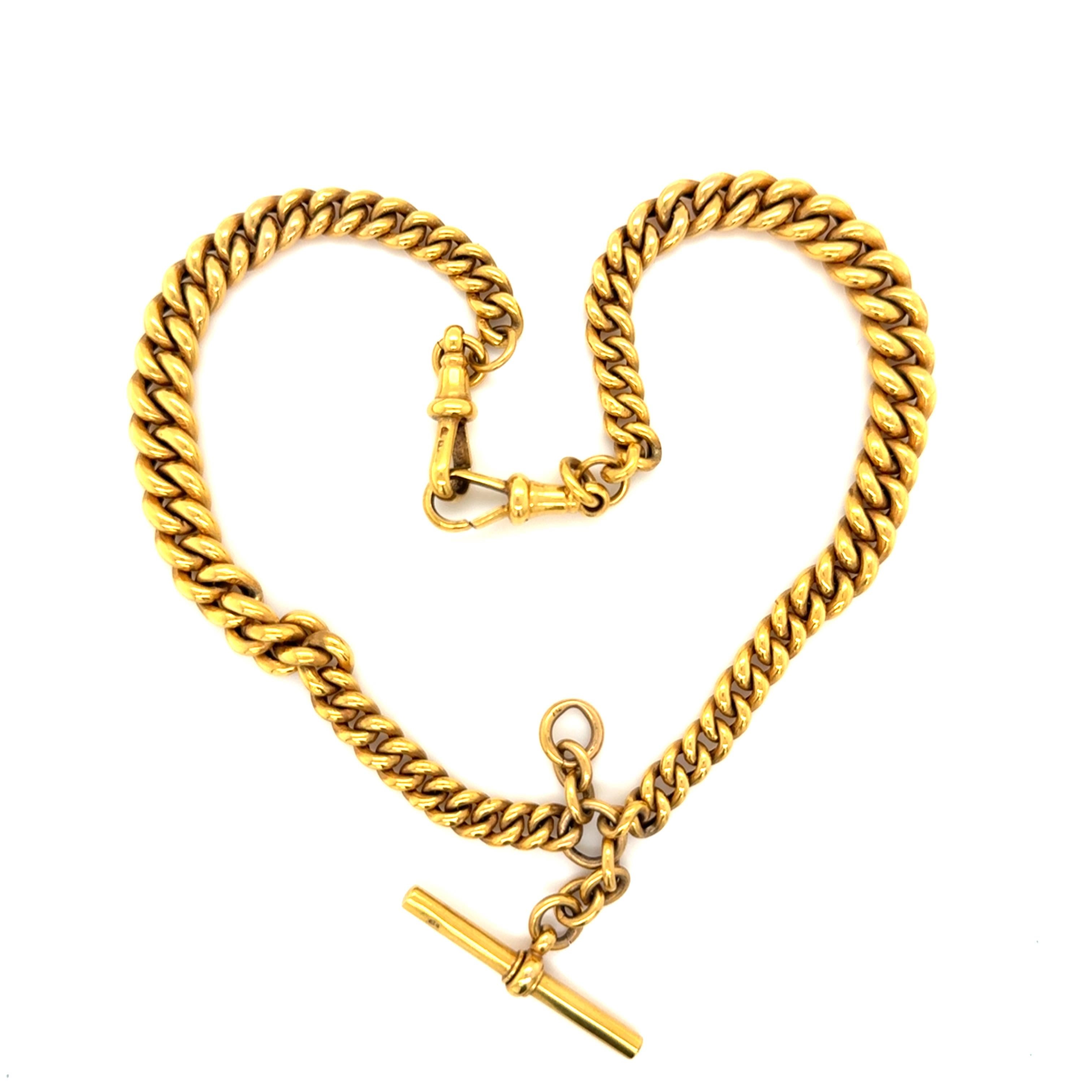 De las mujeres Victorian English 9ct Yellow Gold Watch Fob Chain Necklace en venta