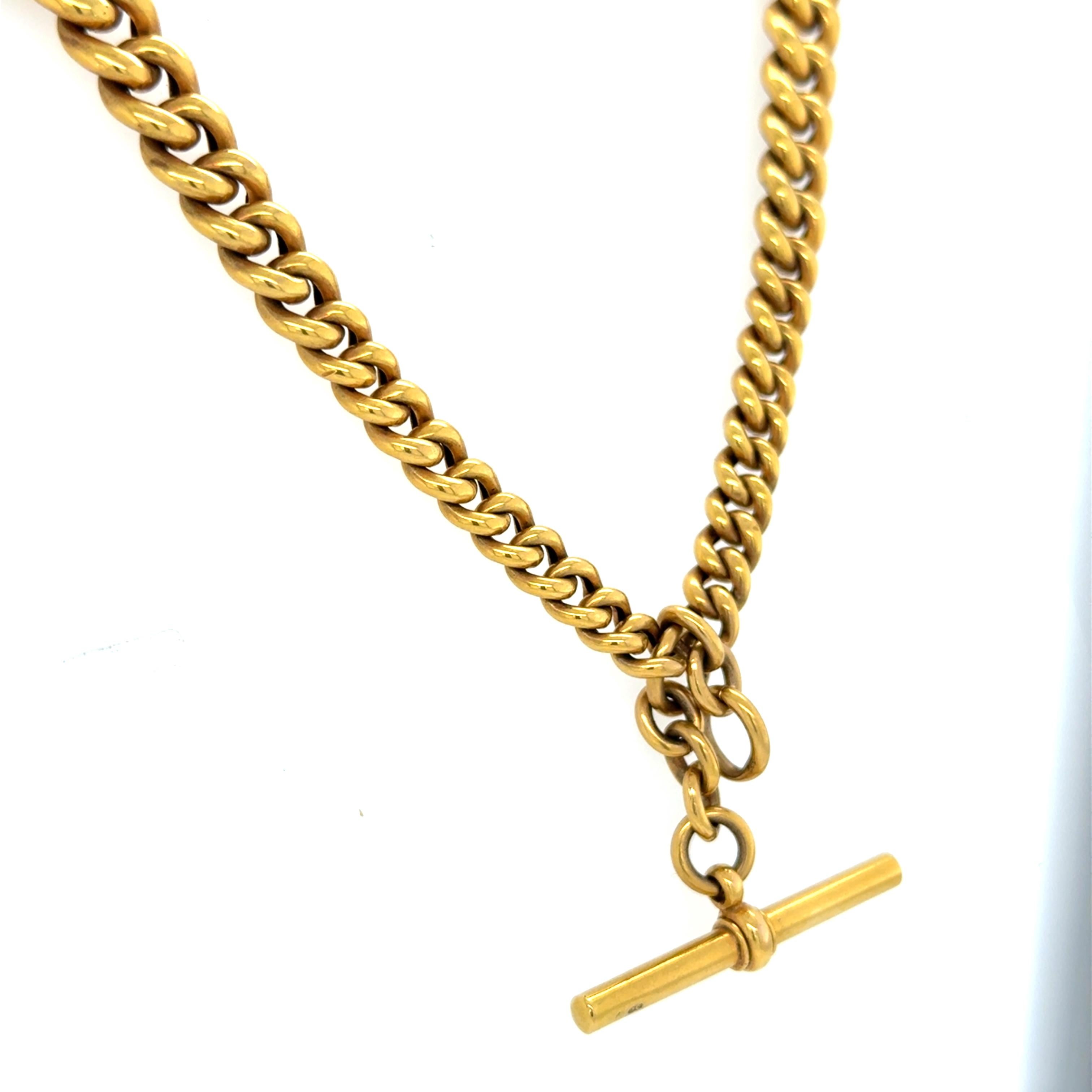 Victorian English 9ct Yellow Gold Watch Fob Chain Necklace en venta 1