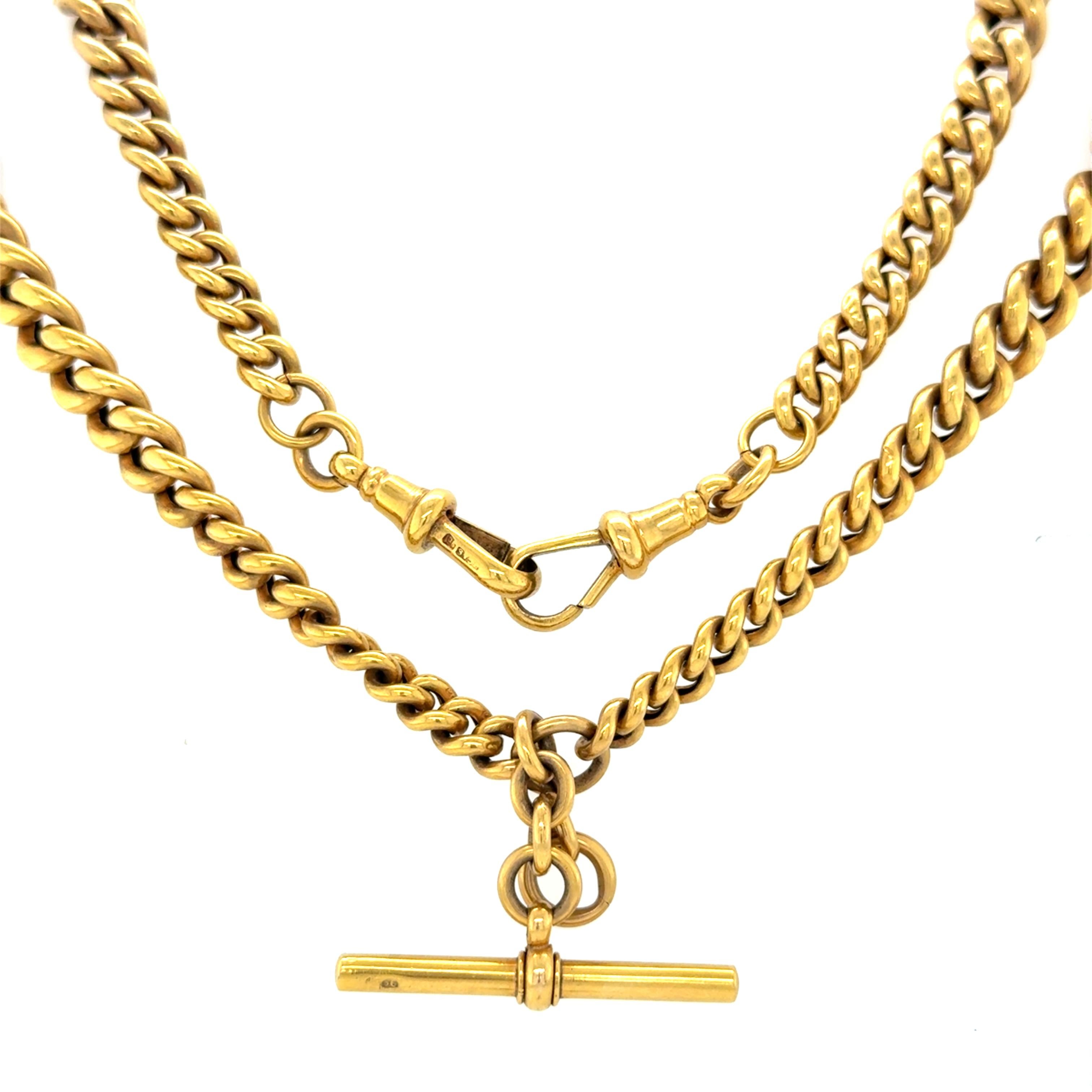 Victorian English 9ct Yellow Gold Watch Fob Chain Necklace en venta 2