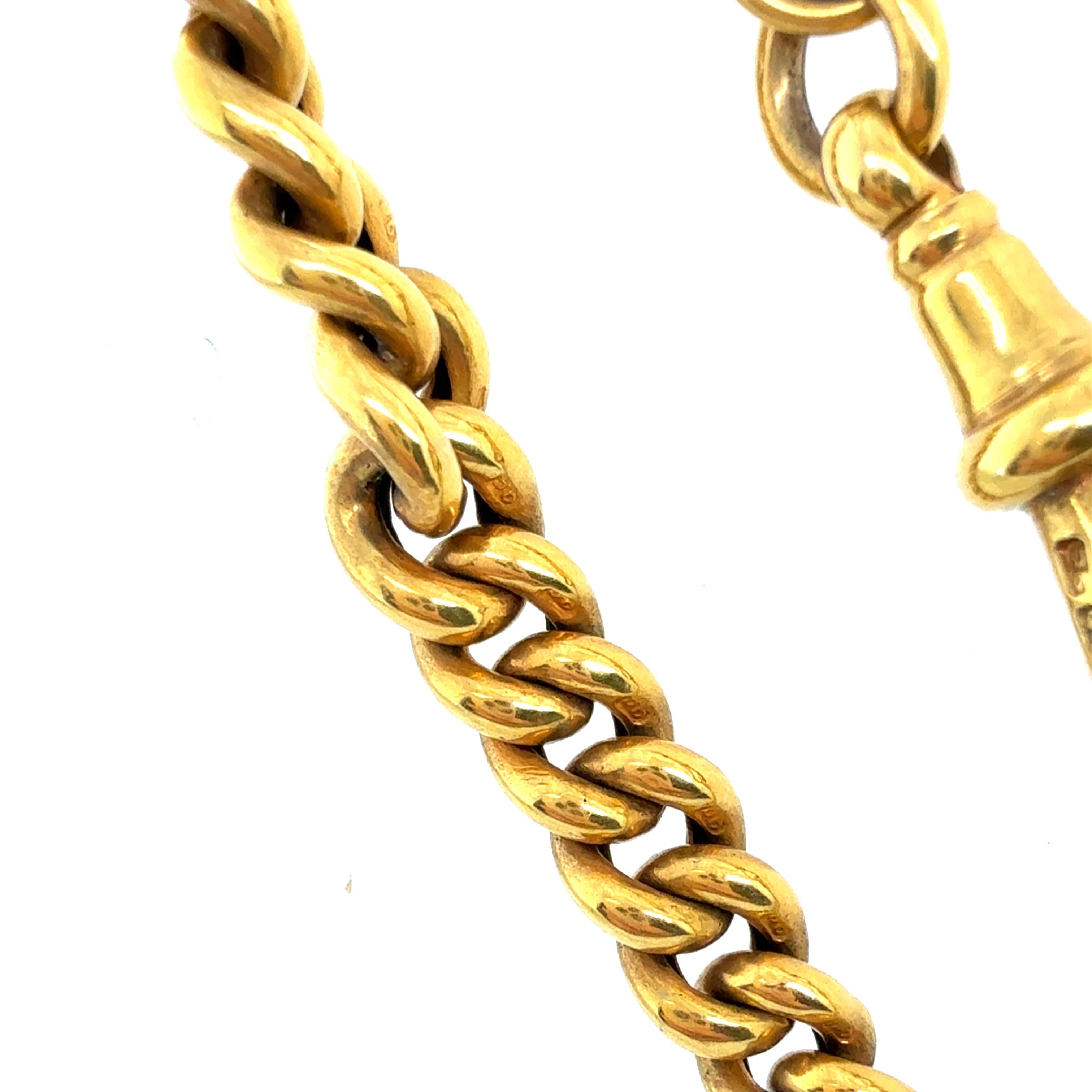 Victorian English 9ct Yellow Gold Watch Fob Chain Necklace en venta 3