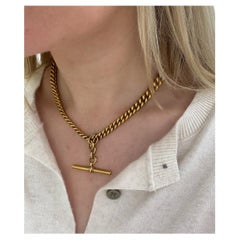 Victorian English 9ct Yellow Gold Watch Fob Chain Necklace