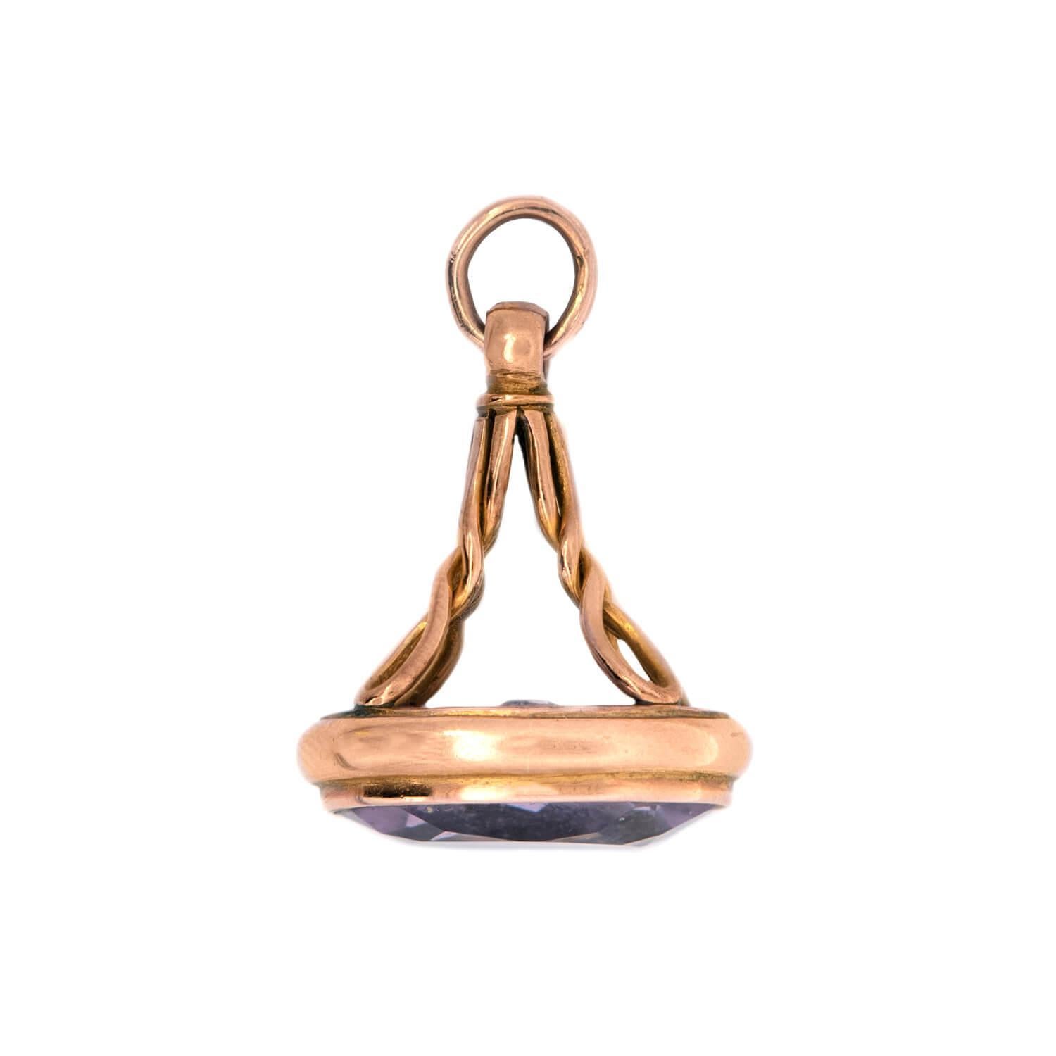 Uncut Victorian English 9k Amethyst Fob For Sale