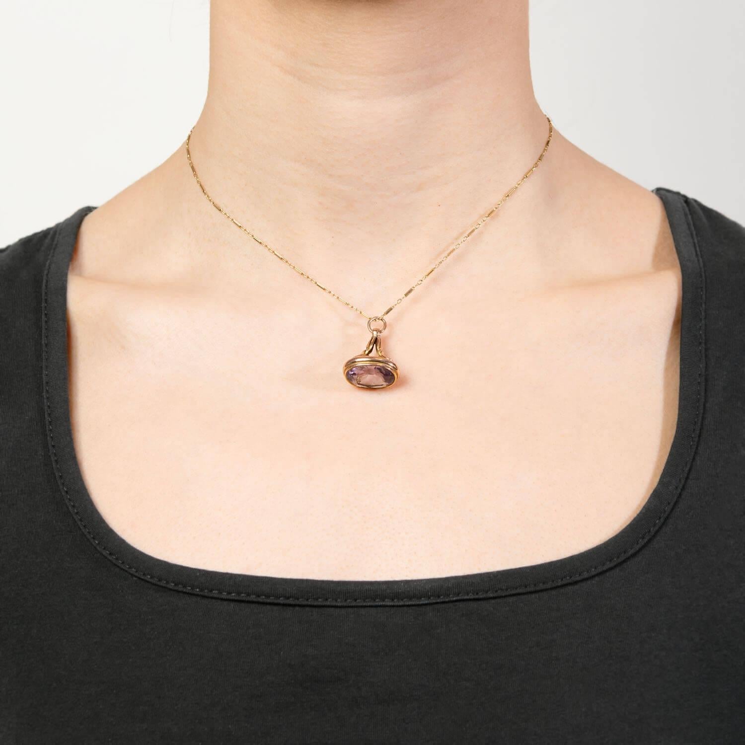Women's Victorian English 9k Amethyst Fob For Sale