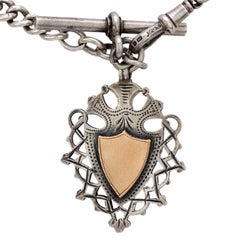 Victorian English 9k/Sterling Silver Medallion Pendant Necklace