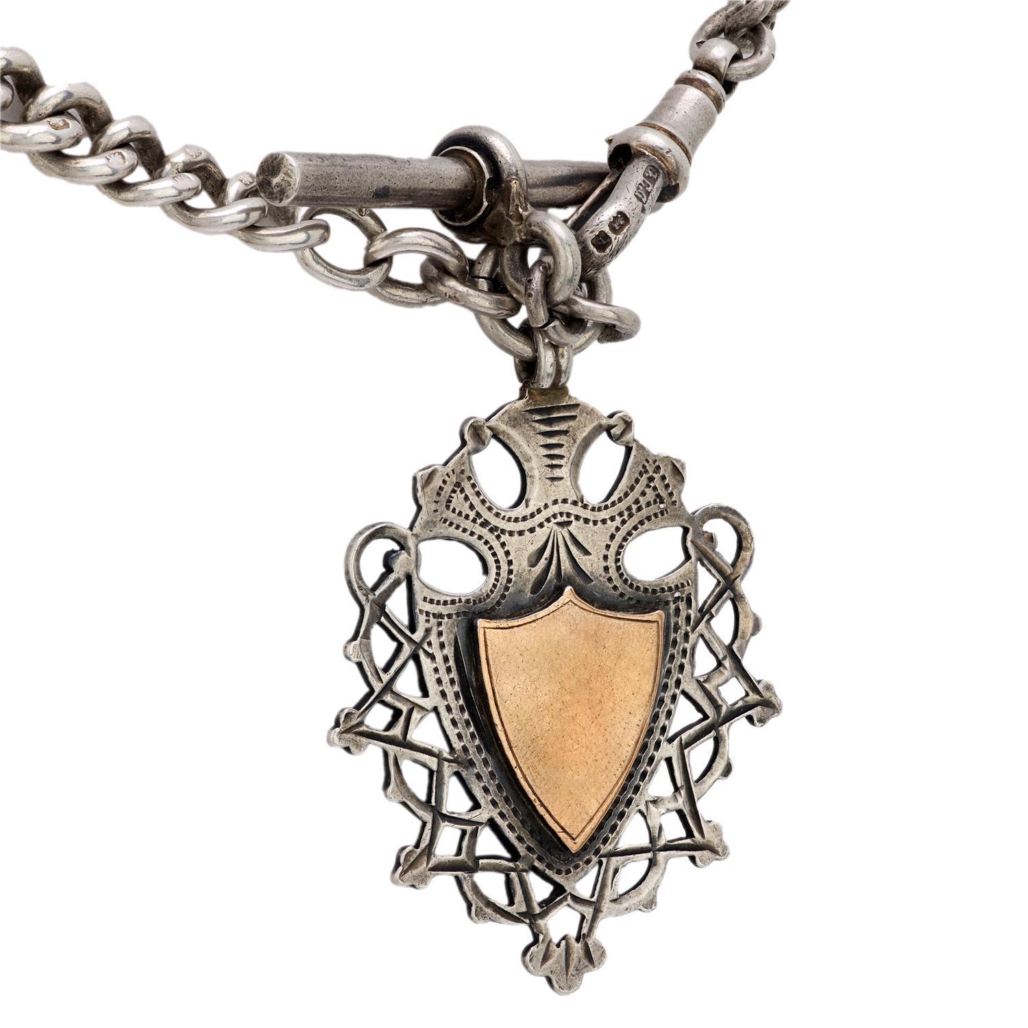 Vittoriano Collana inglese vittoriana con ciondolo a medaglione in argento 9k/sterling in vendita