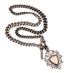 Victorian English 9k/Sterling Silver Medallion Pendant Necklace