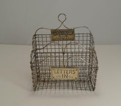 Victorian English Brass Mesh Letters Box or Caddy, circa 1880