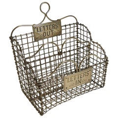 Antique Victorian English Brass Mesh Letters Box or Caddy, circa 1880