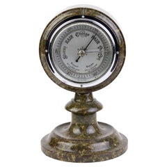 Victorian English Carved Hardstone Aneroid Desk Barometer 19th Century