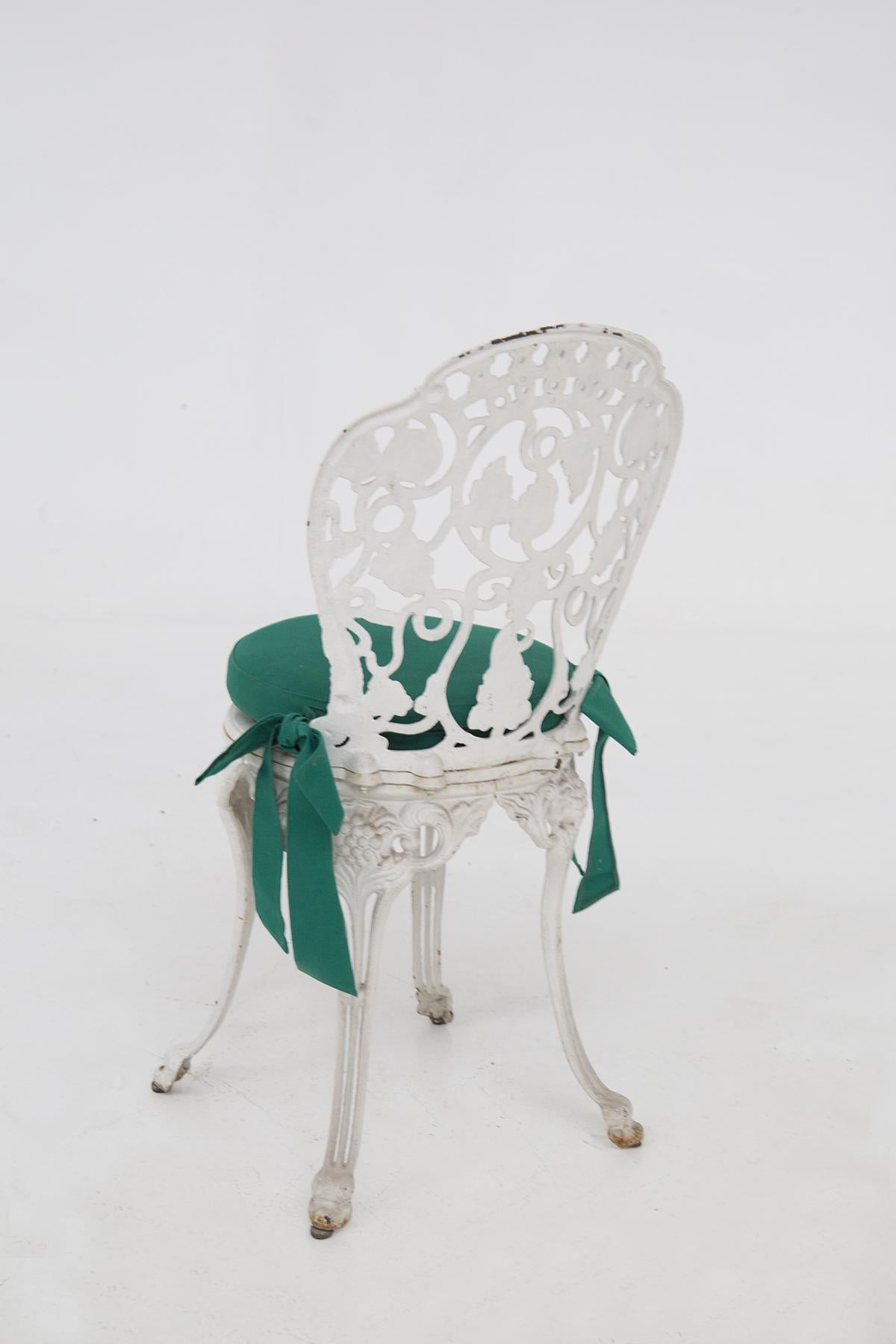 Victorian English Cast Iron Chairs and Original Fabric For Sale 2