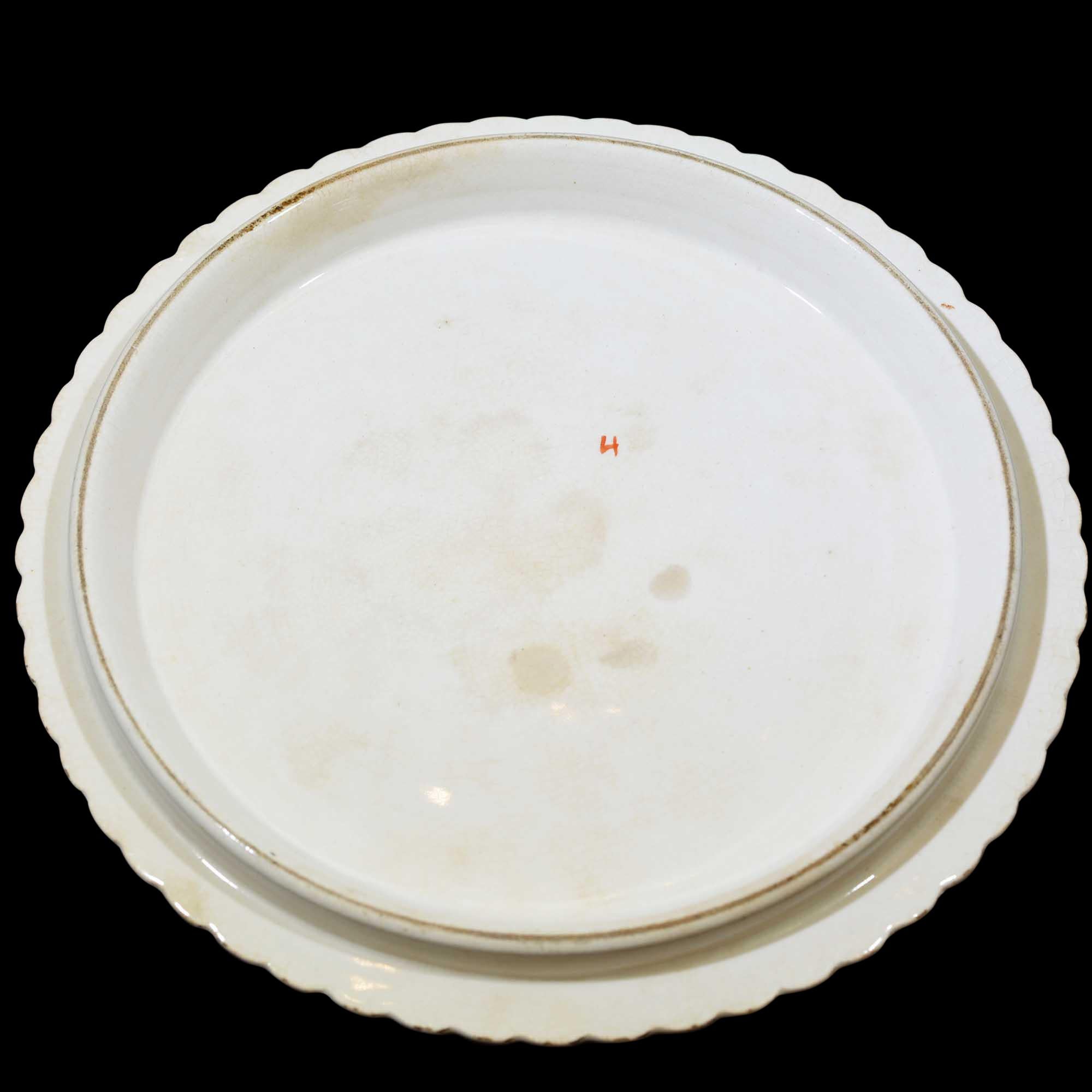 Victorian English Ceramic Cheese Dome with Printed and Hand Painted Decoration For Sale 4