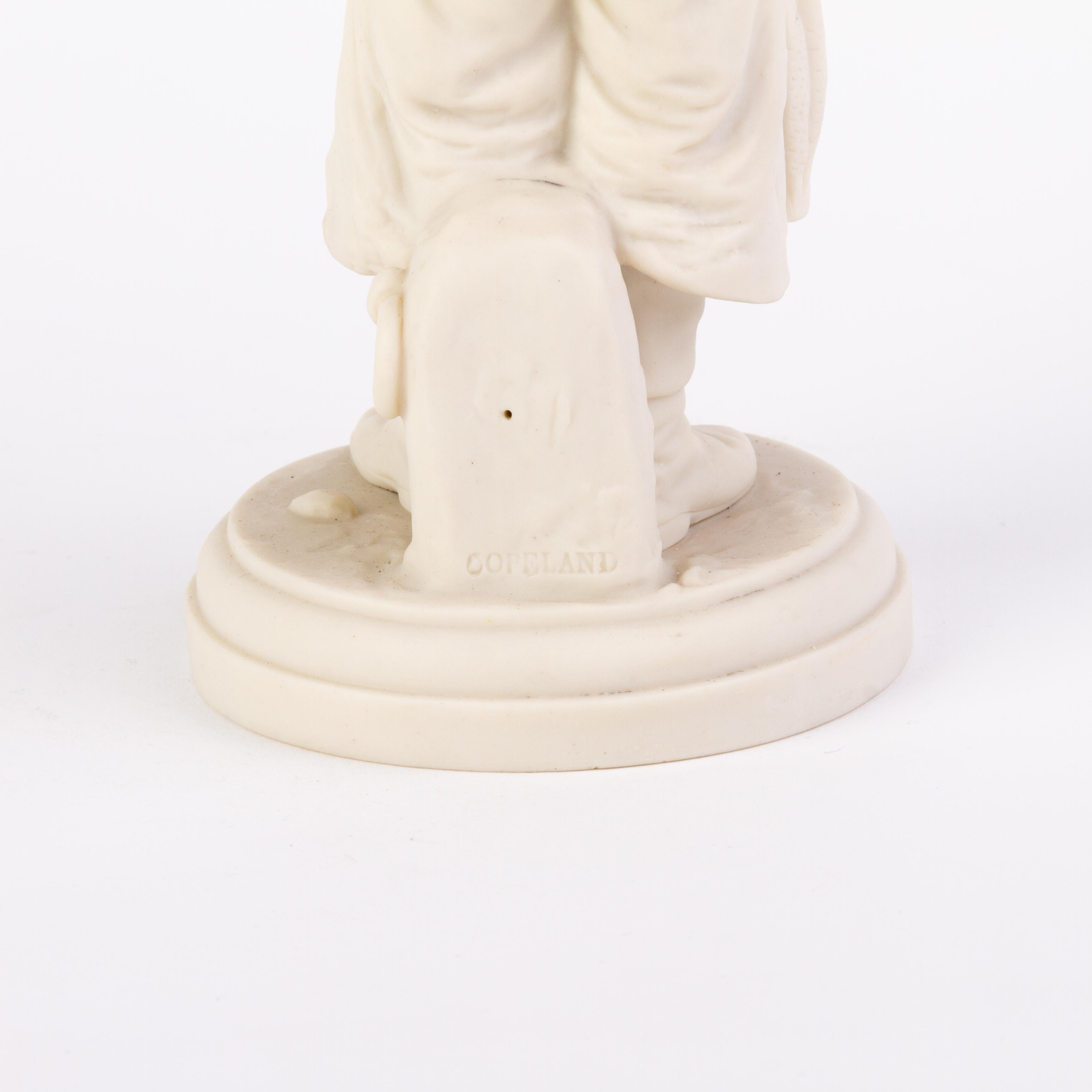 Porcelain Victorian English Copeland Parian Ware Fisherman Statue Sculpture 19th Century For Sale