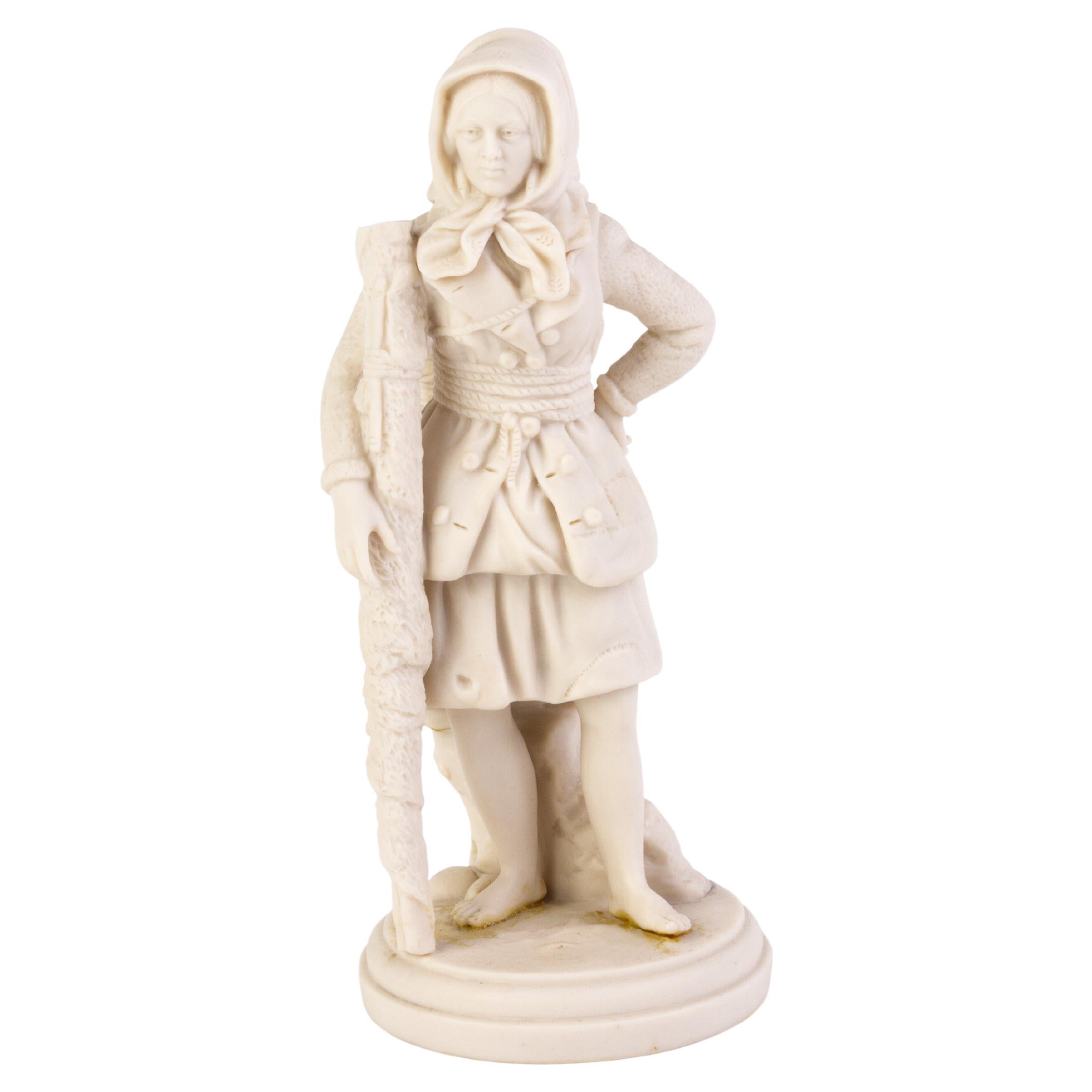 Victorian English Copeland Parian Ware Huntress Statue 19th Century For Sale