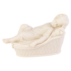 Victorian English Copeland Parian Ware Sleeping Child Statue 19th Century