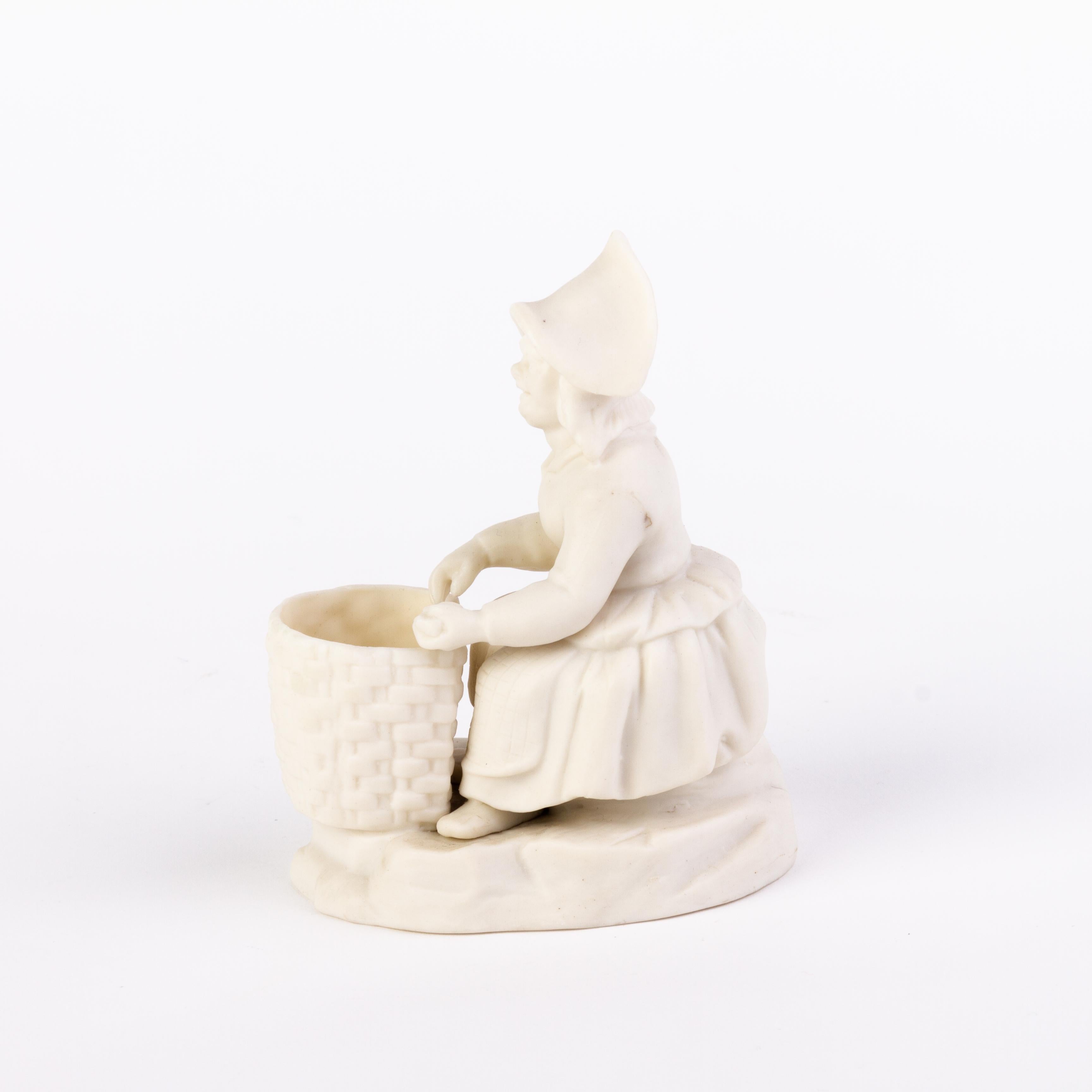 Porcelain Victorian English Copeland Parian Ware Statue Match Holder 19th Century For Sale