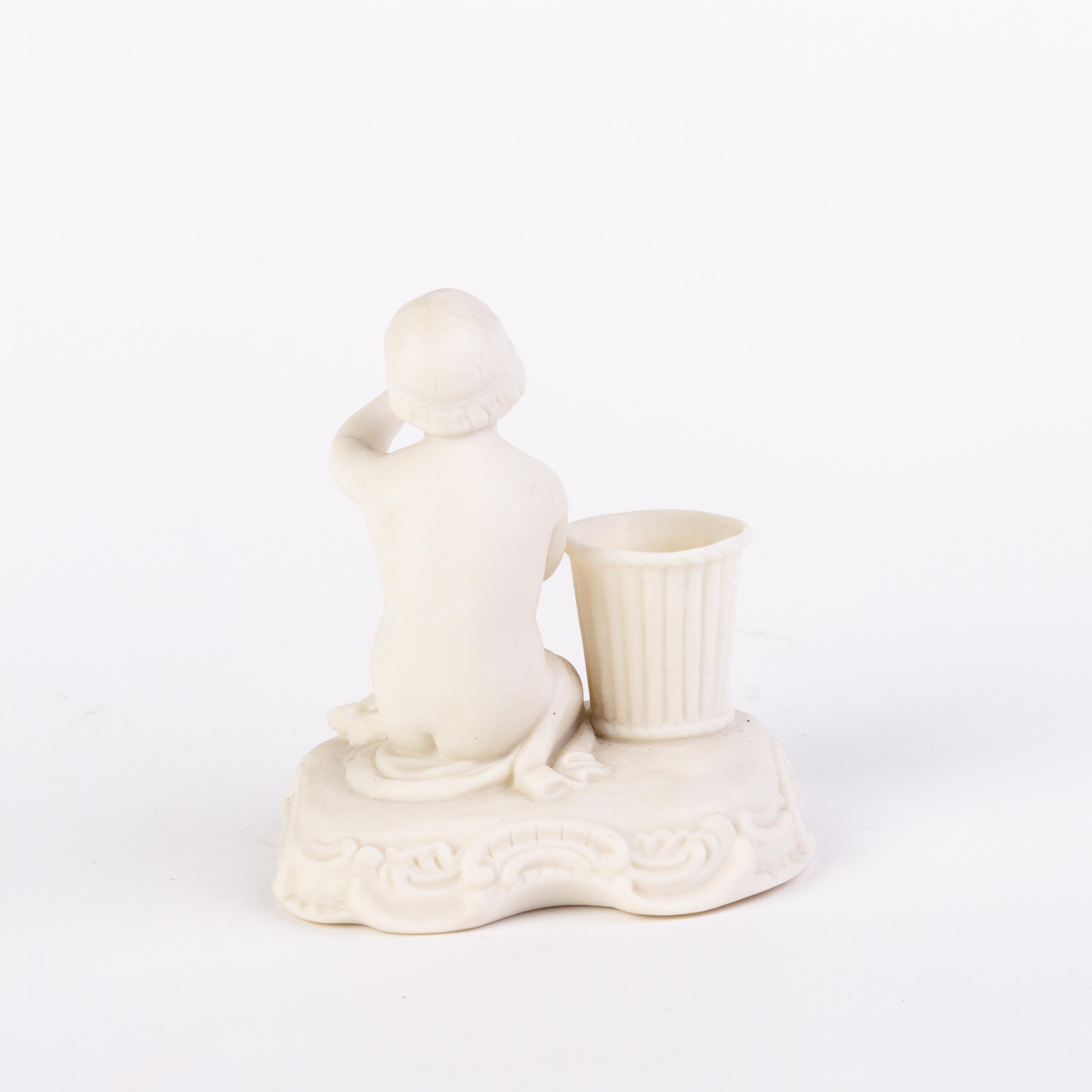 Victorian English Copeland Parian Ware Statue Table Match Holder 19th Century In Good Condition For Sale In Nottingham, GB