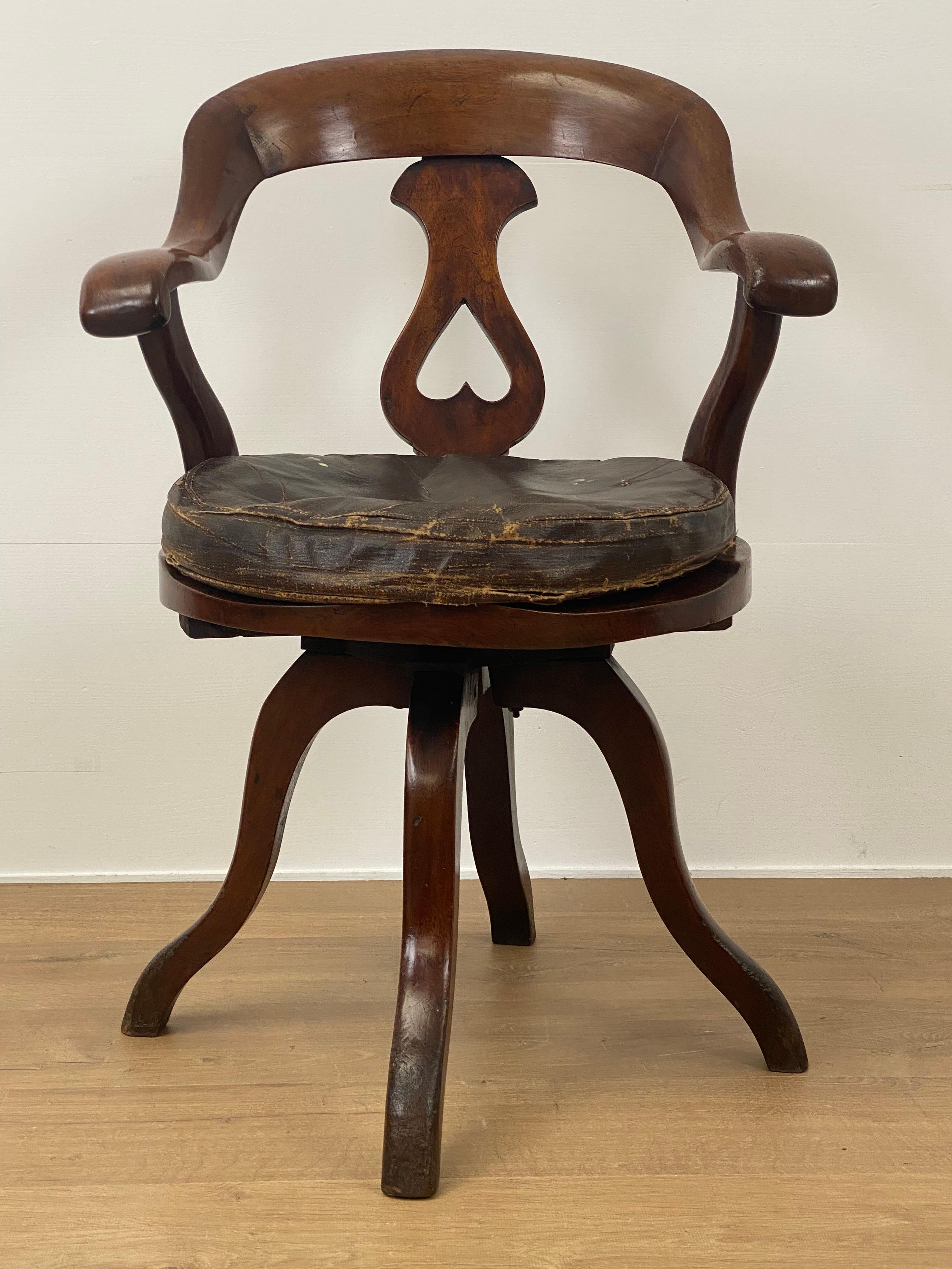 Polished Victorian  English Desk Chair For Sale