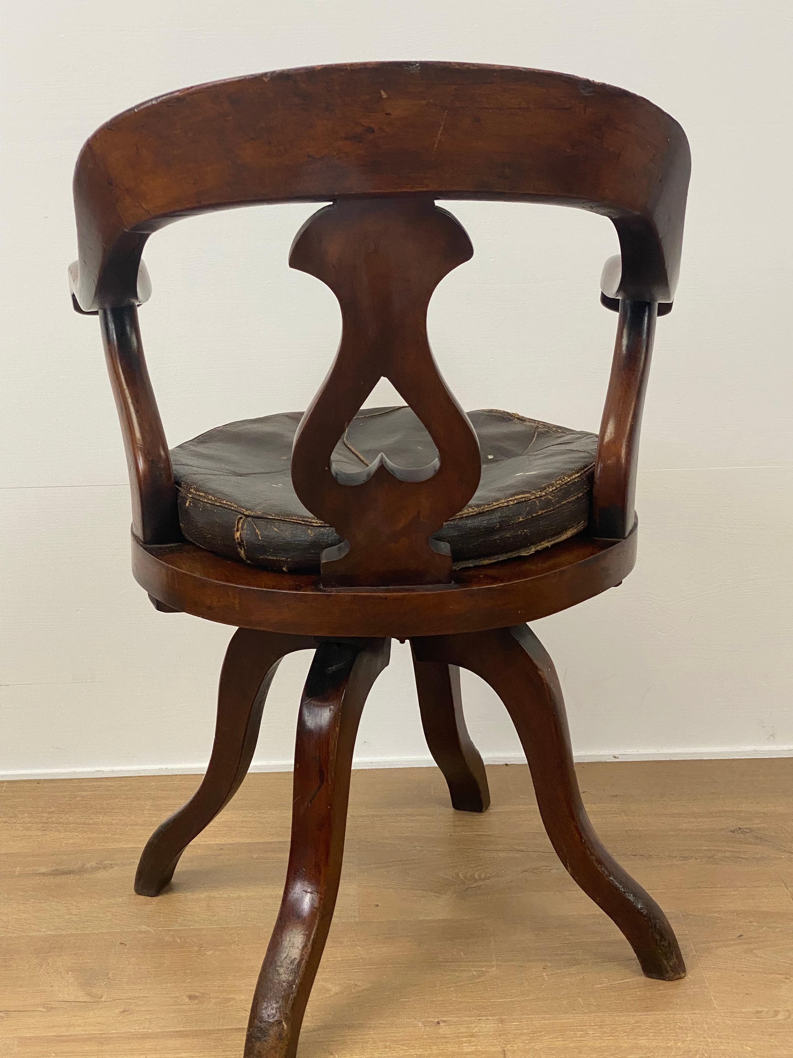 Oak Victorian  English Desk Chair For Sale