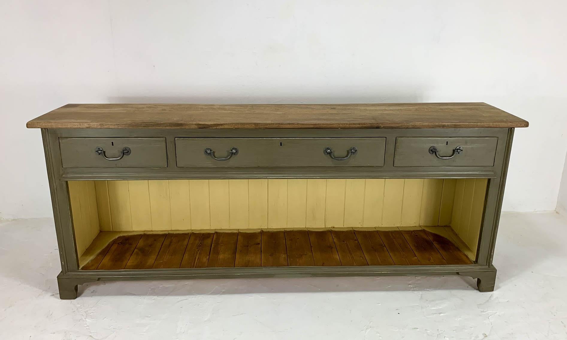 Victorian English Dresser Base Sideboard Credenza Potting Board Server Table In Good Condition In Culverthorpe, Lincs