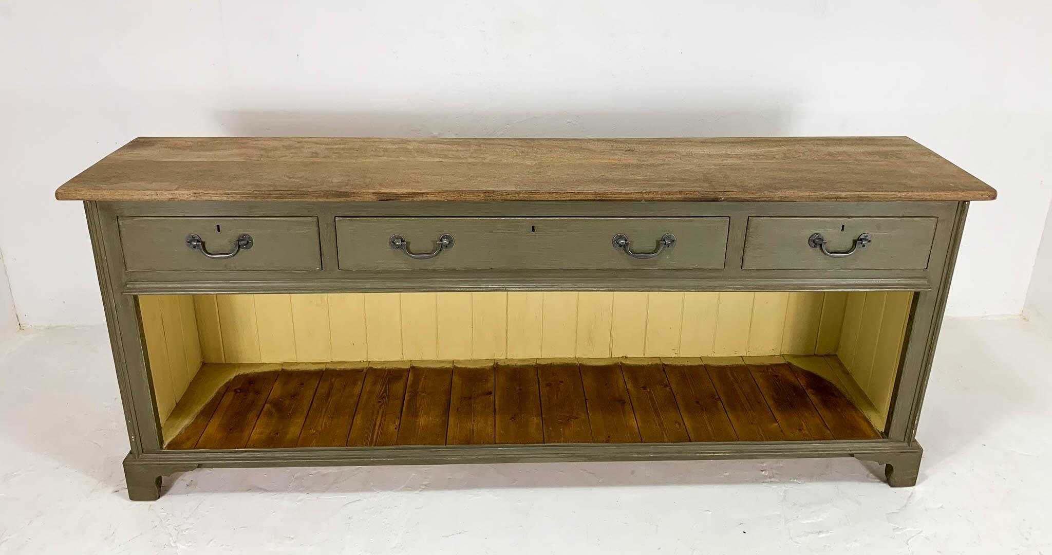19th Century Victorian English Dresser Base Sideboard Credenza Potting Board Server Table