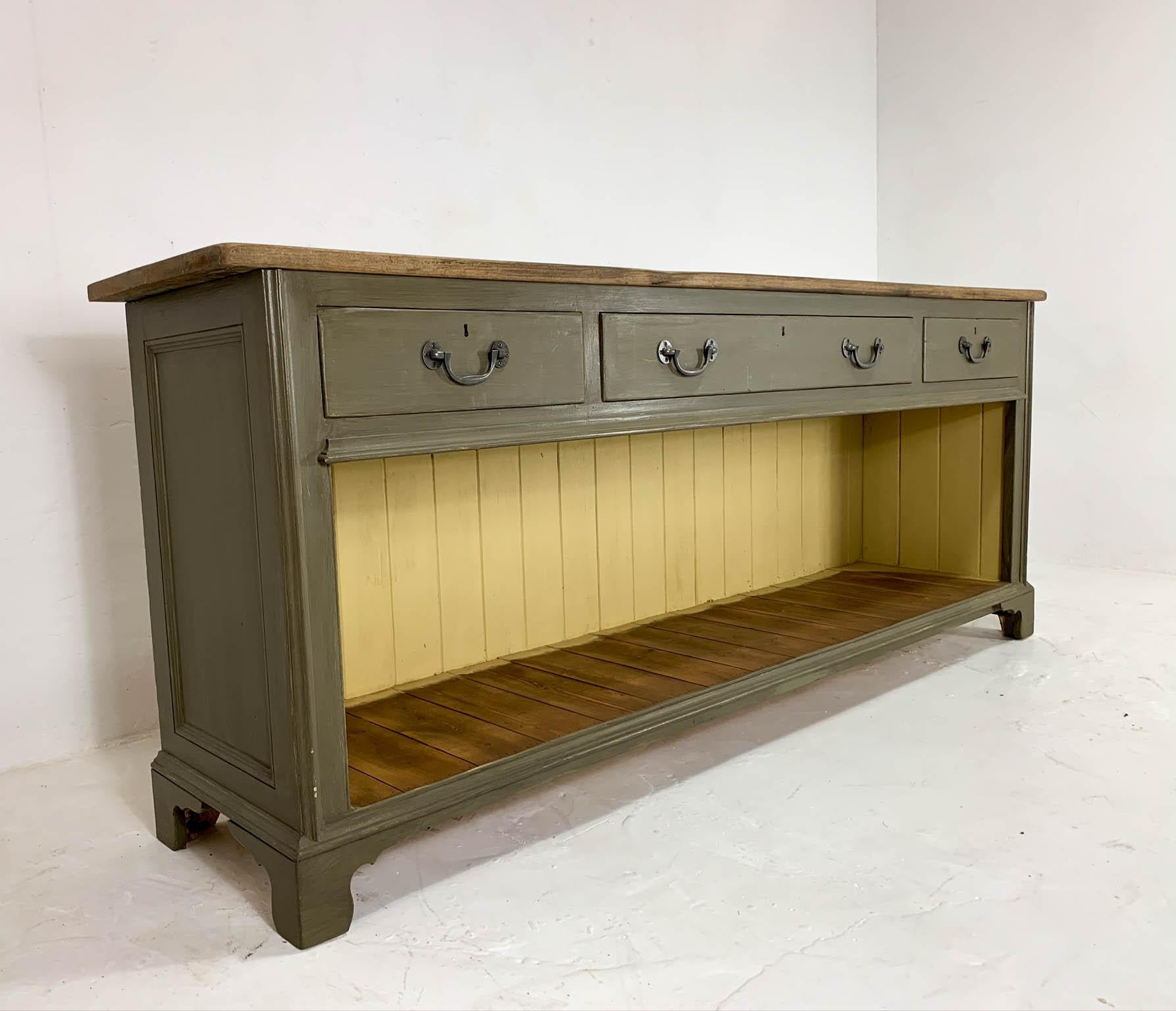 Oak Victorian English Dresser Base Sideboard Credenza Potting Board Server Table
