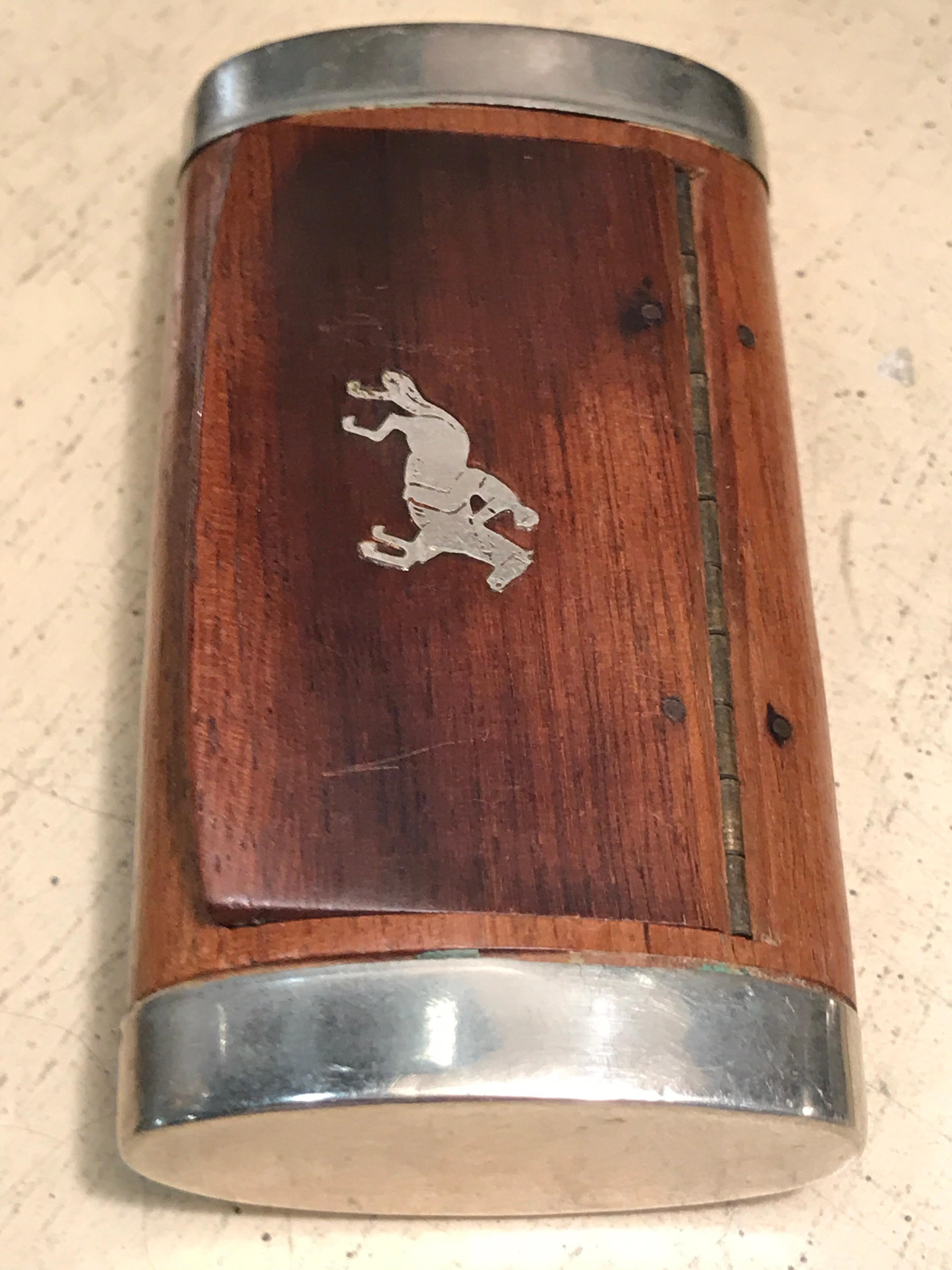 Pewter Victorian English Equestrian Motif Snuff Box
