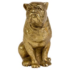 Antique Victorian English Fine Brass Sculpture of a Bulldog 19th Century 