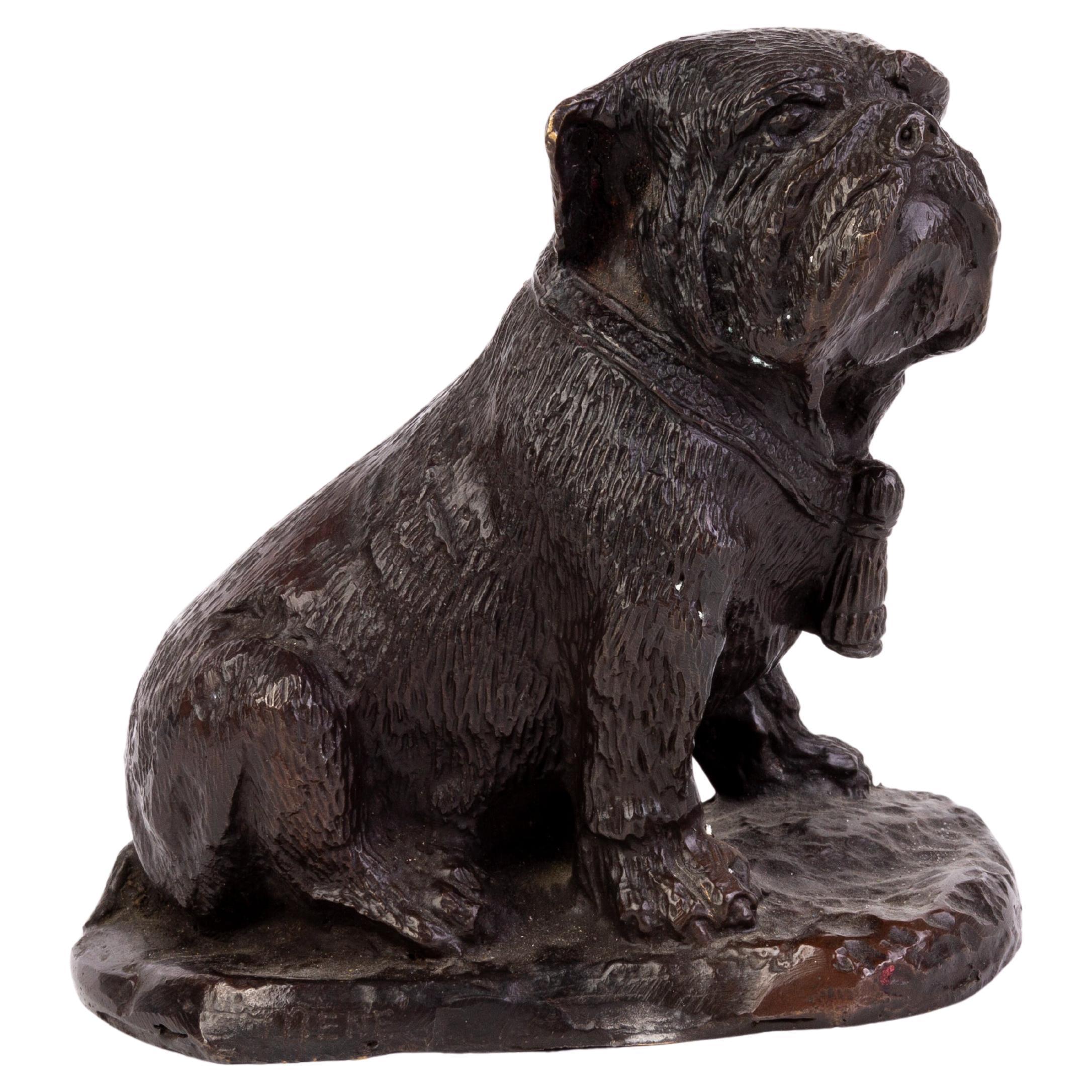 Victorian English Fine Bronze Sculpture of a Bulldog 19th Century  For Sale