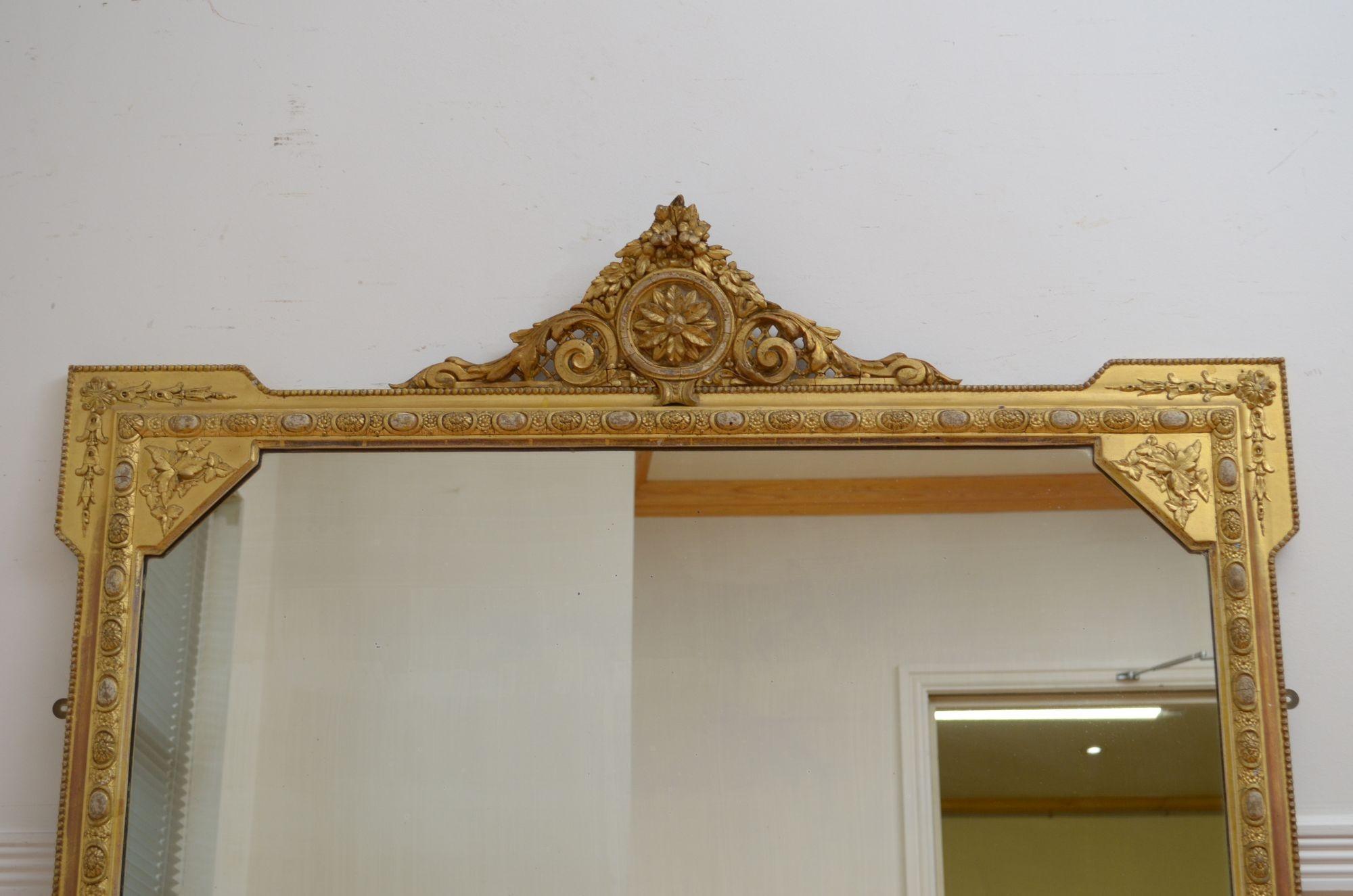 Victorian English Gilded Wall Mirror H151cm For Sale 1