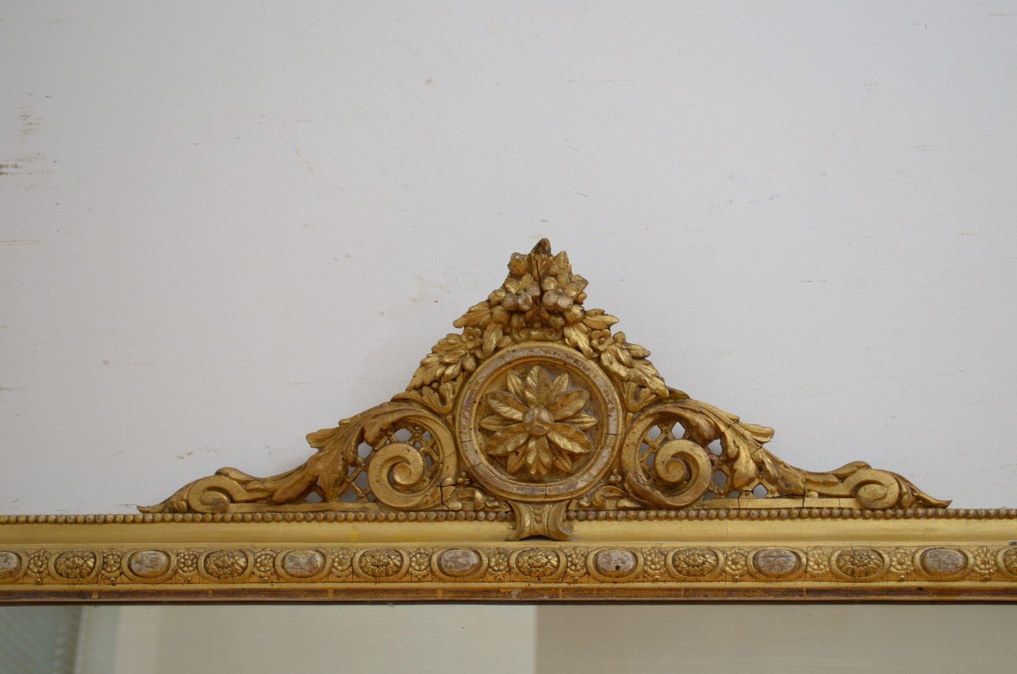 Victorian English Gilded Wall Mirror H151cm For Sale 2