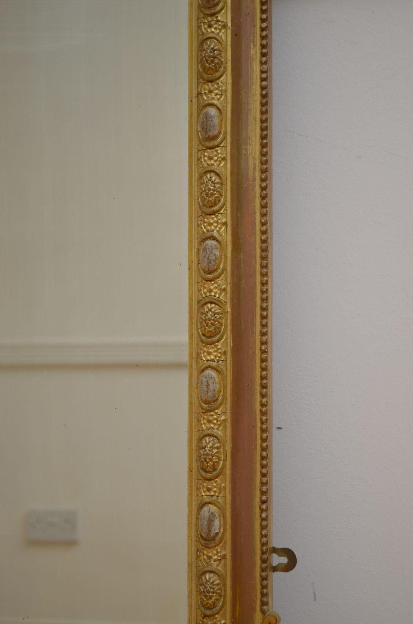 Victorian English Gilded Wall Mirror H151cm For Sale 4