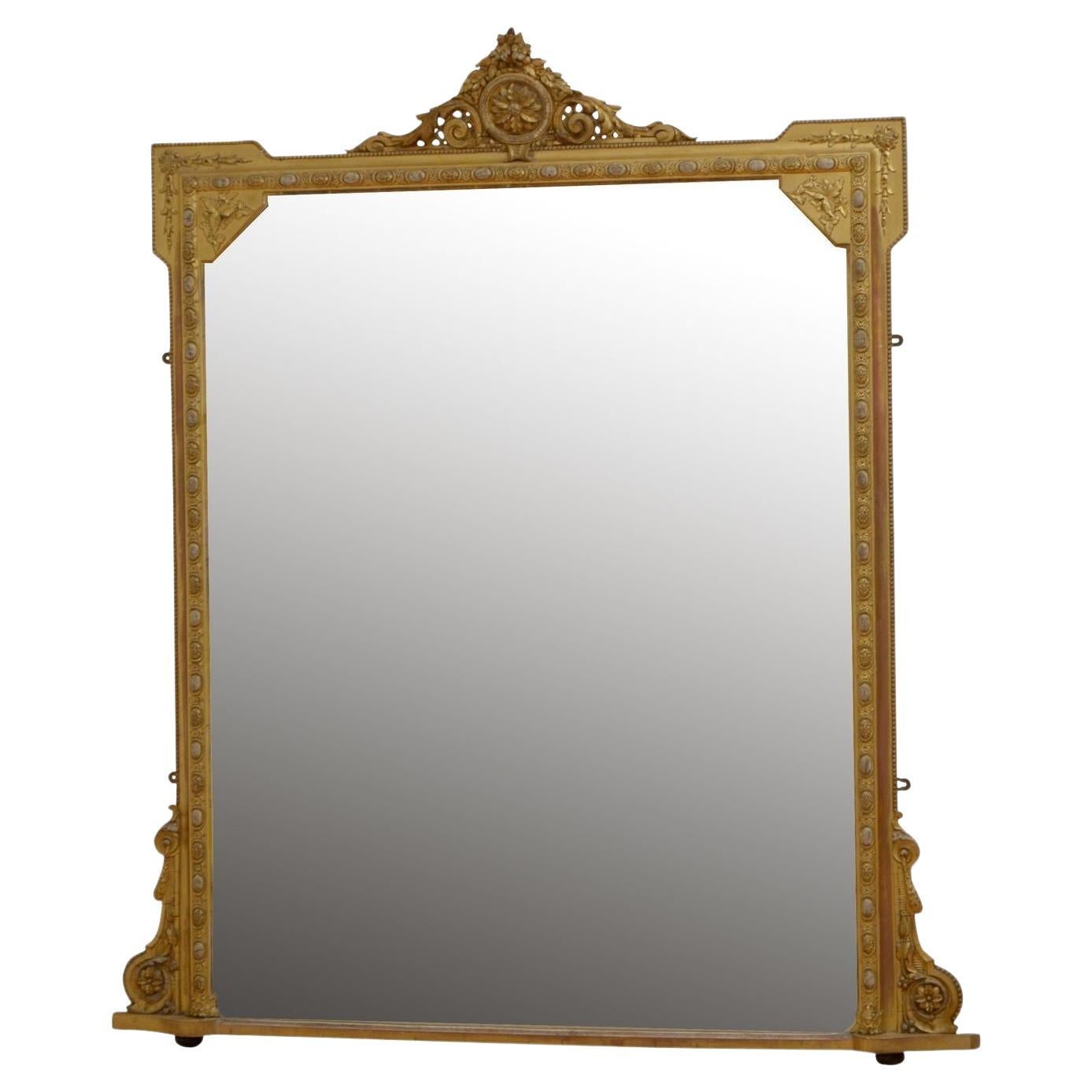 Victorian English Gilded Wall Mirror H151cm For Sale