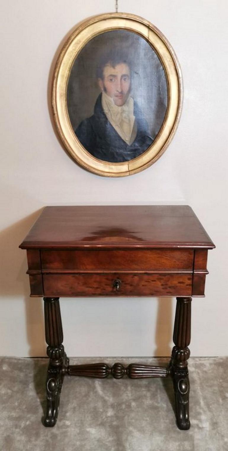 Victorian English Walnut-Feather Dressing Table with Mirror and Drawers For Sale 14