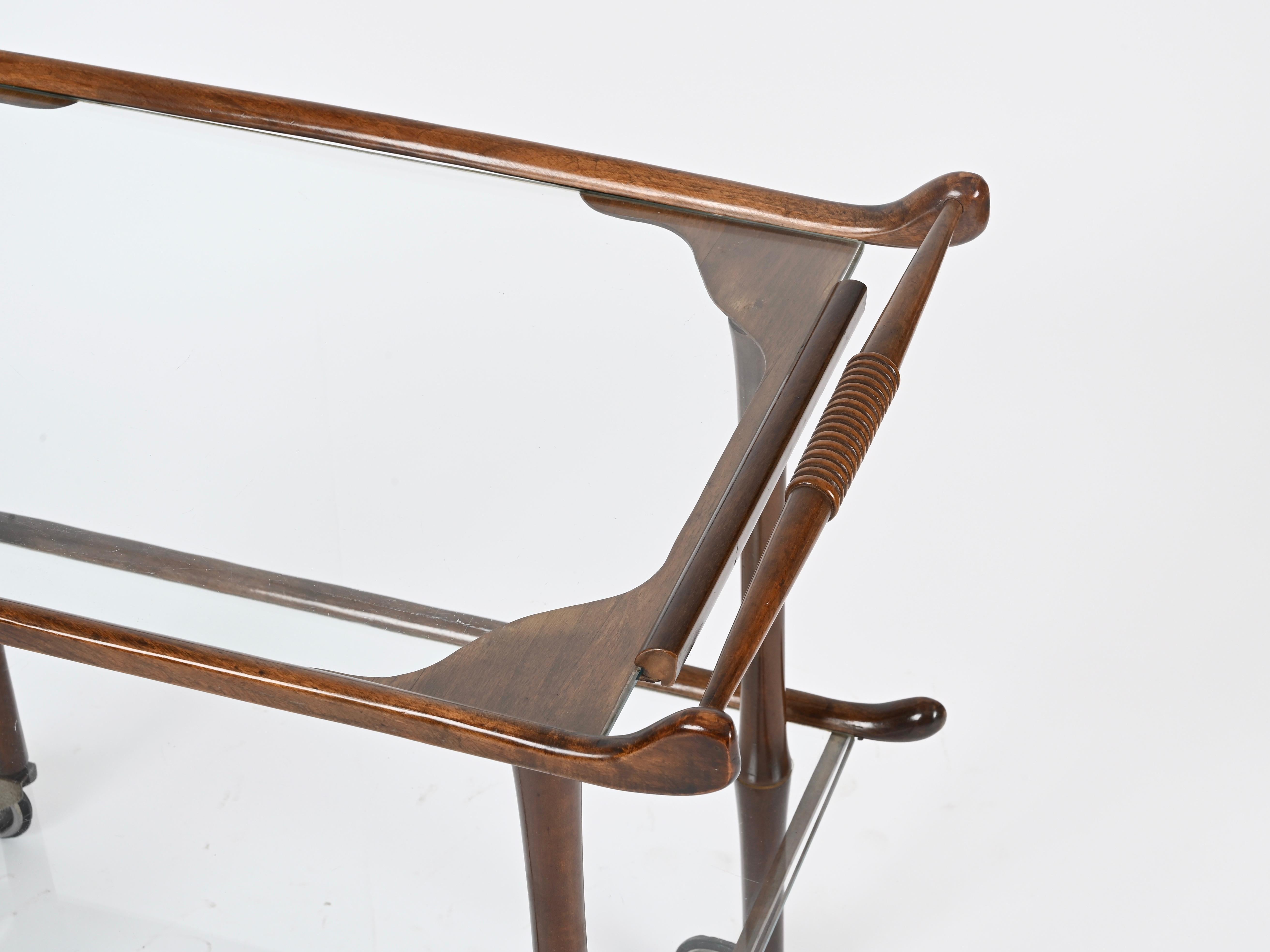 Victorian English Mahogany Serving Trolley with Original Glass, Early 1900s For Sale 4