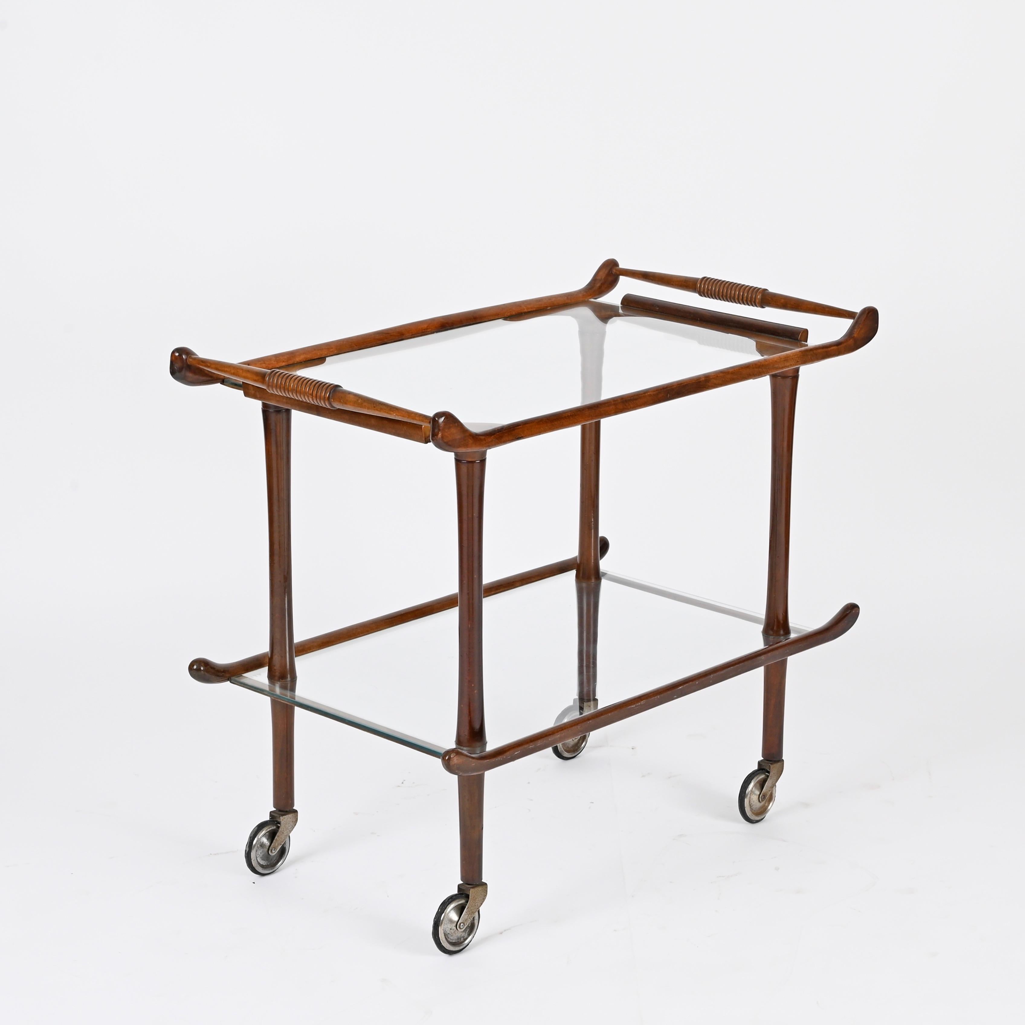 Victorian English Mahogany Serving Trolley with Original Glass, Early 1900s For Sale 5