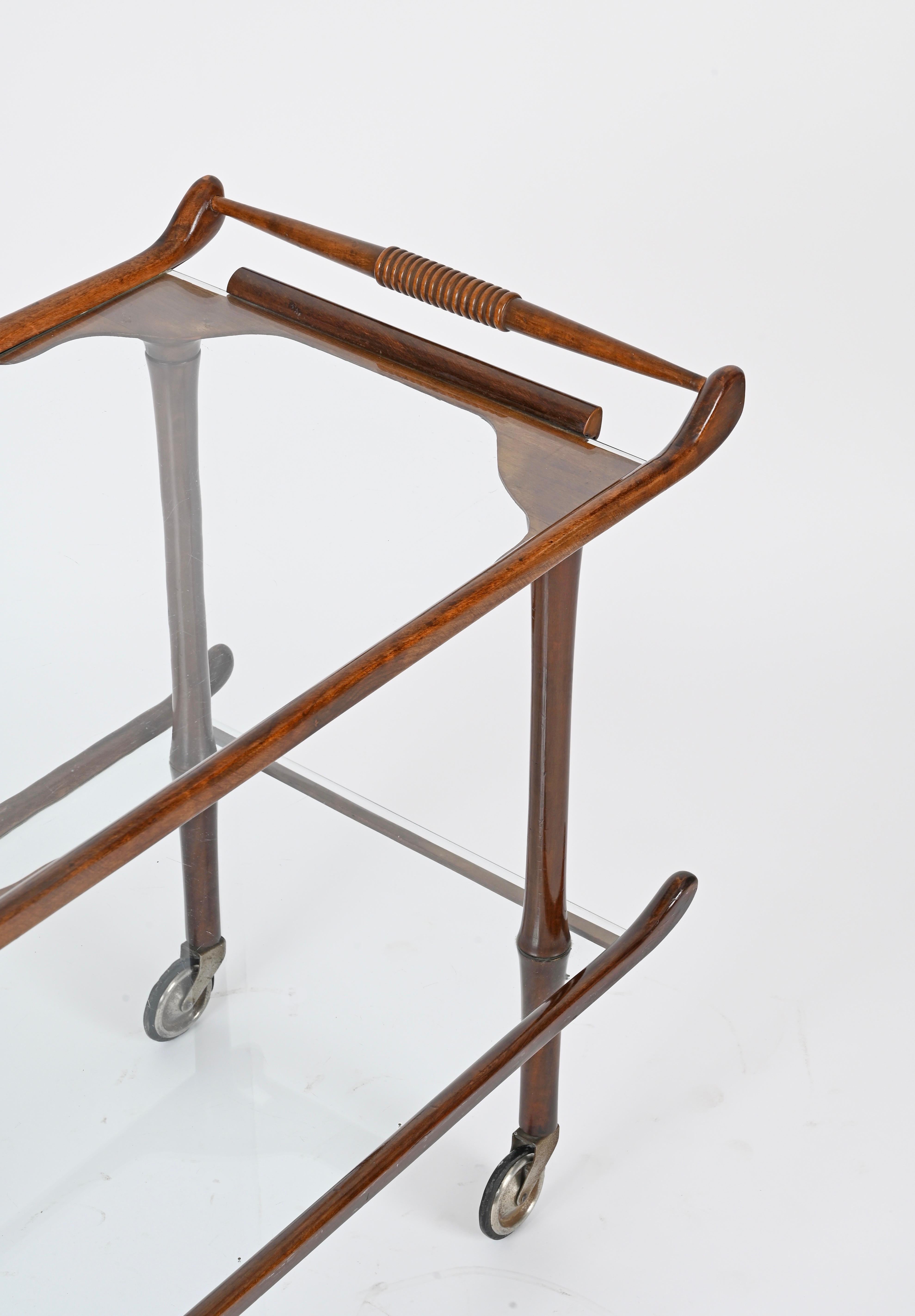 Victorian English Mahogany Serving Trolley with Original Glass, Early 1900s For Sale 6